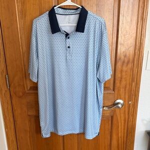 Men's Light Blue Polo Shirt with Navy Collar XL